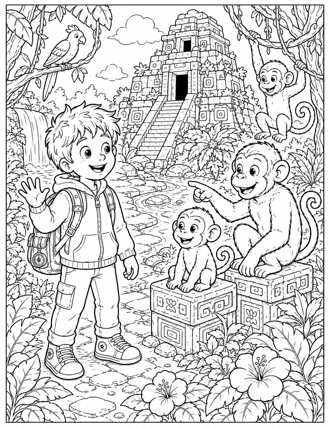 Book 1 Jungle Coloring Page ages 4-6 sample