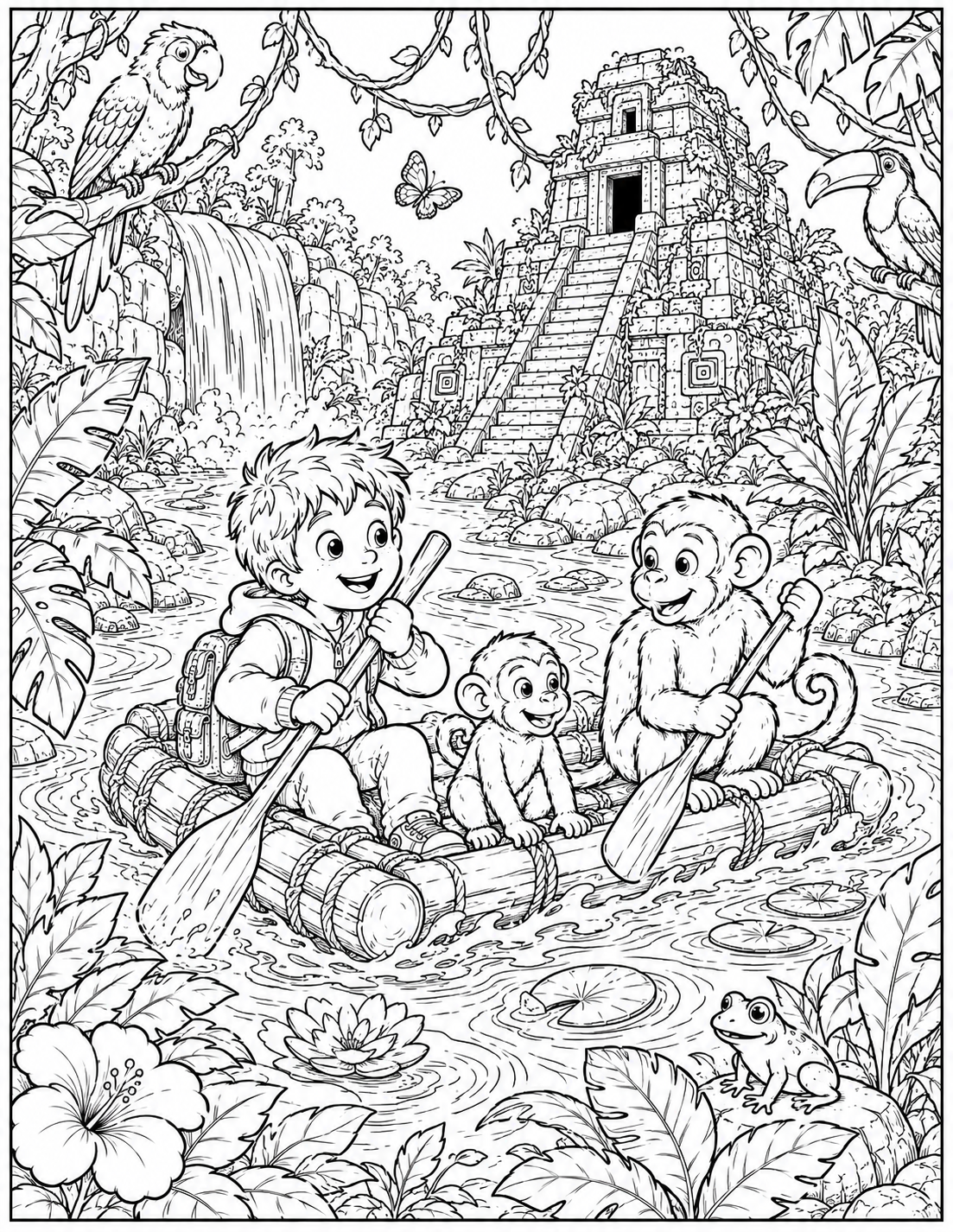 Book 1 Jungle Coloring Page ages 7-8 sample