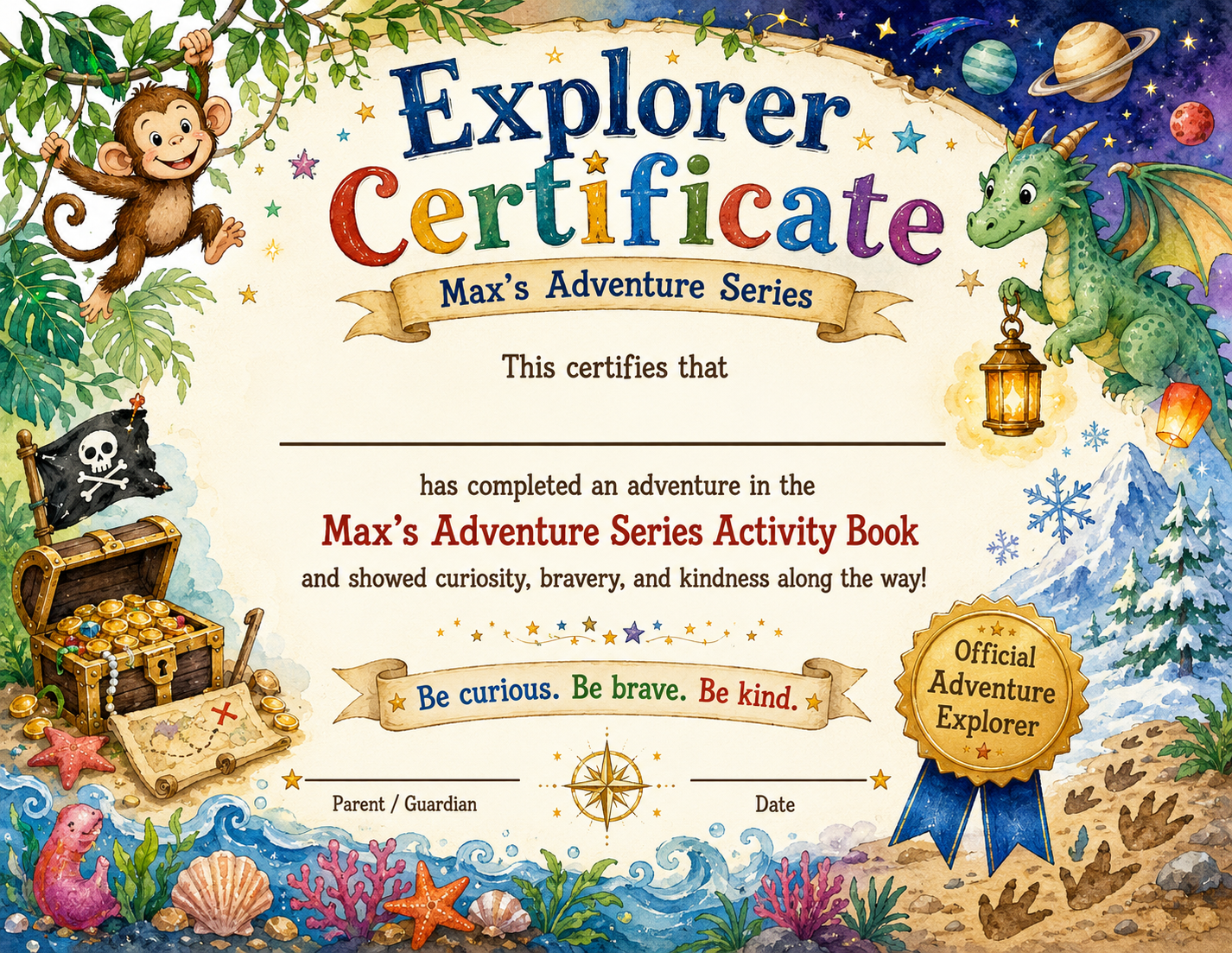 Max Explorer Certificate sample